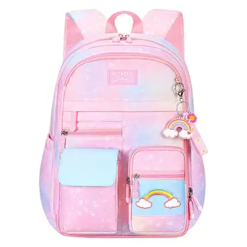 Рюкзаки для девочек Школьные, Большой Емкости, Легкая Сумка для начальной школы, Градиентные Розовые Рюкзаки Для девочек, Школьный Элементар