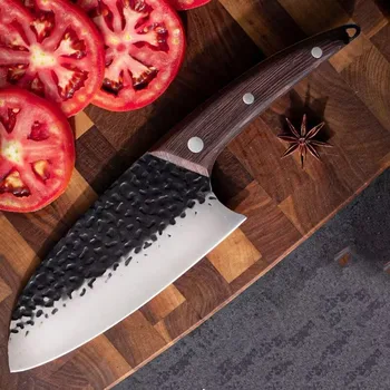 Сербский нож Ручной ковки, Широкий Мясницкий нож из нержавеющей стали, Кухонный нож для рыбалки, нож для разделки мяса на открытом воздухе