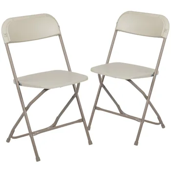 Серия пластиковых складных стульев - бежевый - 2 упаковки весом 650 фунтов, удобное кресло для мероприятий-Легкий складной стул