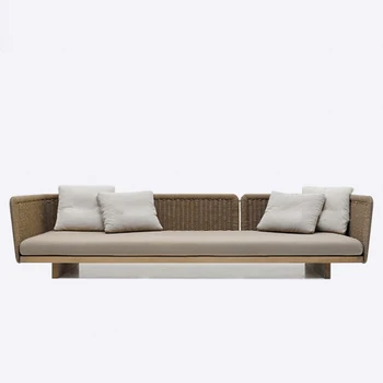 Скандинавский диван, ротанговый диван для солнечной комнаты во дворе, гостиничный сад, диван из тикового дерева, ротанговое кресло