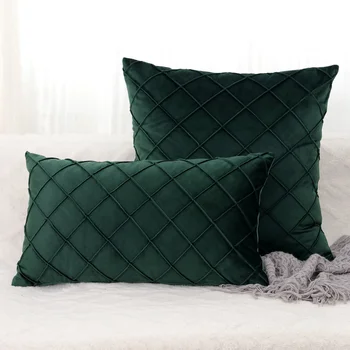 Скандинавский однотонный бархатный плед с вышивкой, наволочка для подушки, модельная комната, бархатный чехол для диванной подушки