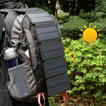 Складное Наружное зарядное устройство на солнечной батарее, Портативные устройства вывода USB 5V 2.1A, Походный рюкзак, Блок питания для смартфонов
