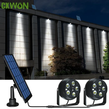Солнечные прожекторы с двойной головкой, наружный светодиодный светильник для помещений, 2-в-1, Водонепроницаемый настенный светильник на солнечной энергии для ландшафтного освещения сада