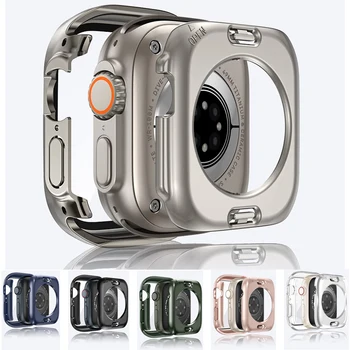 Стеклянная пленка + Чехол + Накладка Для Apple Watch ultra 49 мм Защитная Пленка Для экрана Аксессуары iWatch Series 8 7 6 5 4 45 мм 41 мм 40 мм 42 мм