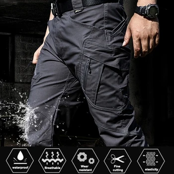 Тактические брюки Мужские эластичные уличные армейские брюки в стиле милитари Мужские водонепроницаемые износостойкие повседневные брюки-карго с несколькими карманами