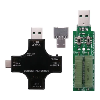 Тестер USB C, 2 В 1 USB-Тестер Type C, Цветной экран, IPS Цифровой Мультиметр, Напряжение, Ток, Мощность, Температура, С загрузчиком