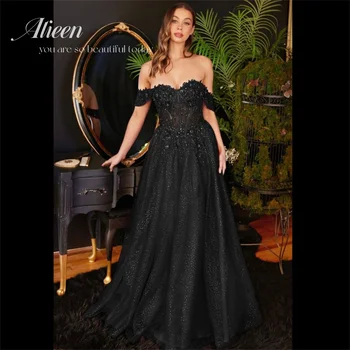 Элегантные вечерние платья Aileen для женщин, роскошное платье для гостей, свадебное платье для вечеринок, Элегантное роскошное кружевное платье знаменитостей черного А-силуэта