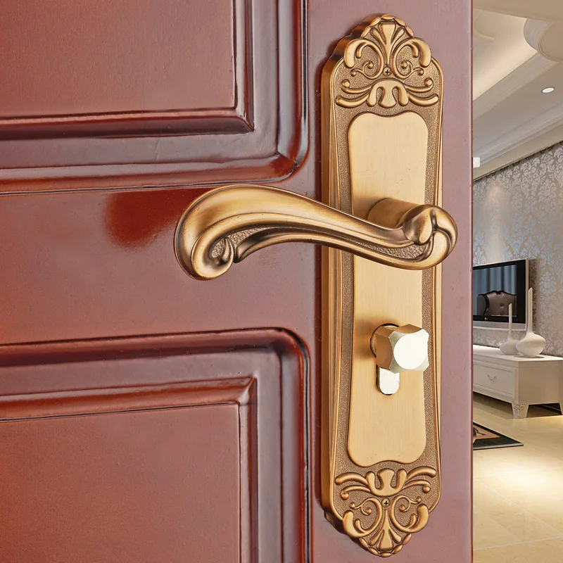 Дверной замок из алюминиевого сплава для спальни простая дверная ручка для ванной комнаты Европейский деревянный дверной замок инженерная поддержка . ' - ' . 1