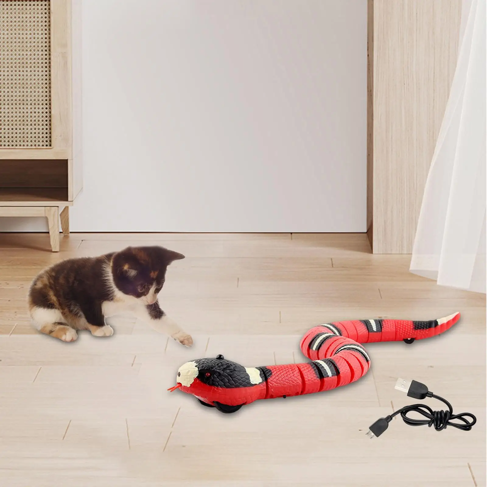 Умные чувствительные гусеницы для ползания змей Реалистичная игра для взаимодействия со змеей и кошкой для игрушек для домашних животных Интерактивные игрушки Подарок для мальчиков . ' - ' . 1