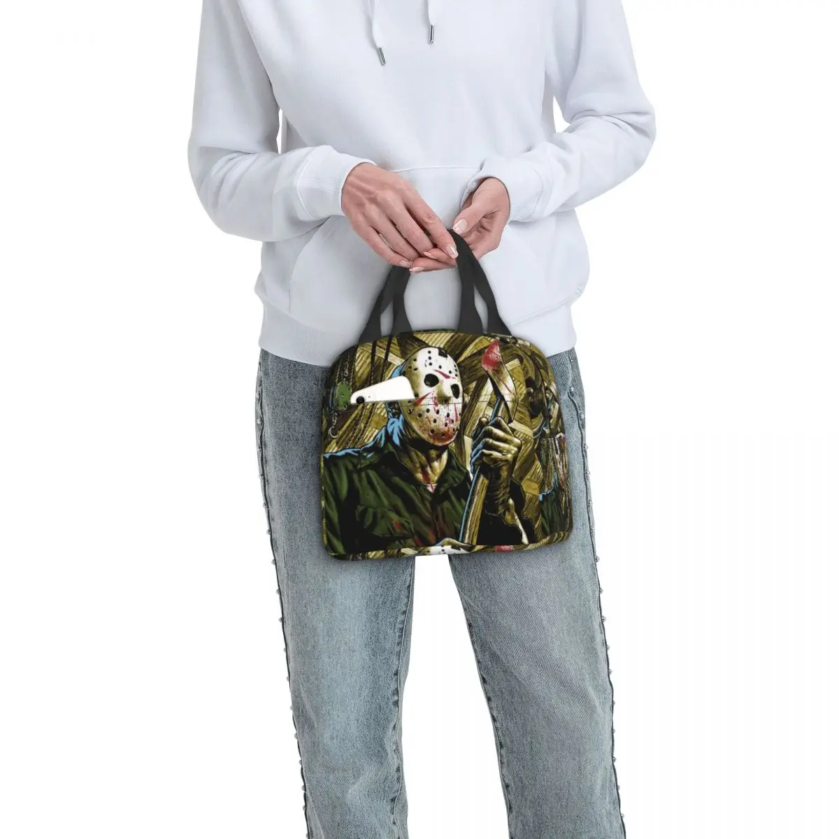Сумка для ланча с персонажем фильма ужасов на Хэллоуин, Портативный термоохладитель, изолированная коробка для Бенто для женщин, Детская сумка для школьных обедов . ' - ' . 5