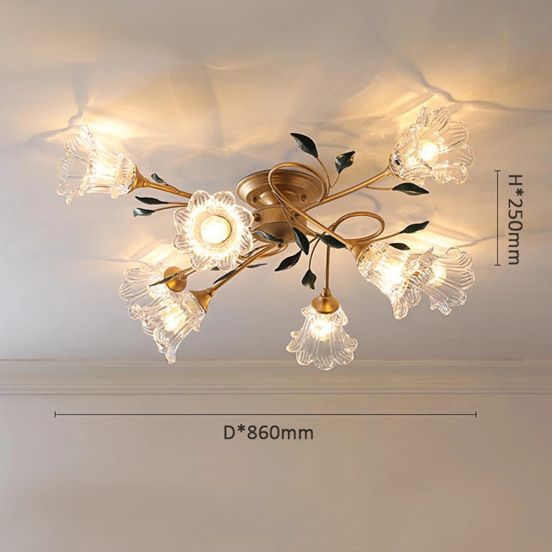Европейская романтическая вилла в форме пасторального Цветка Потолочный светильник в Квартире Из Прозрачного Стекла Для Украшения гостиной Светодиодная лампа с 8 головками . ' - ' . 4