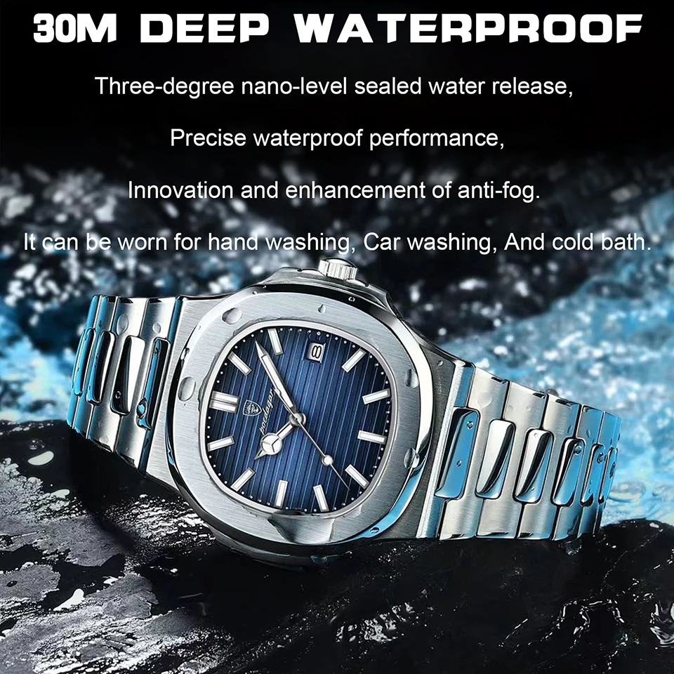 POEDAGAR, Роскошные мужские часы, бизнес, лучший бренд, мужские наручные часы, водонепроницаемые, светящиеся, Дата, неделя, Кварцевые мужские часы Высокого качества + коробка . ' - ' . 2