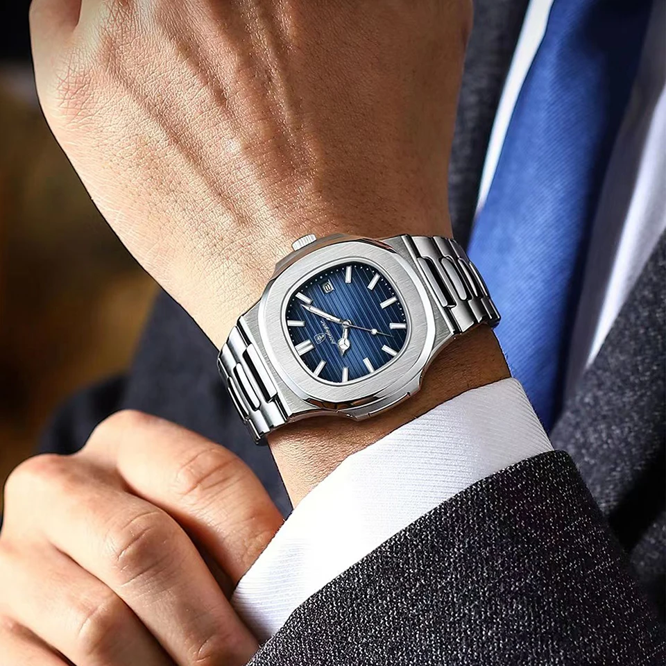 POEDAGAR, Роскошные мужские часы, бизнес, лучший бренд, мужские наручные часы, водонепроницаемые, светящиеся, Дата, неделя, Кварцевые мужские часы Высокого качества + коробка . ' - ' . 4