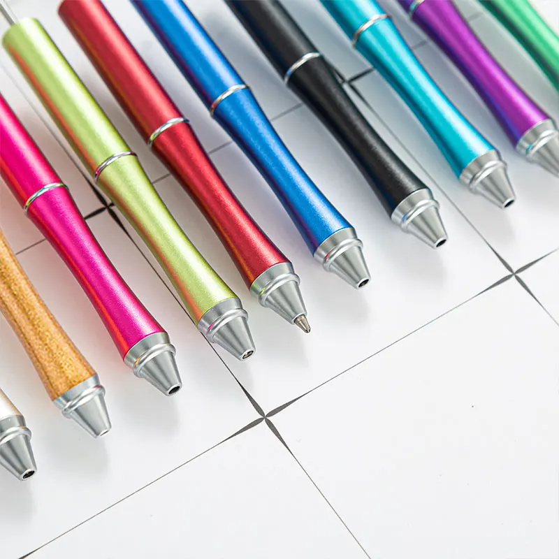18 Шт. Металлические ручки с бисером для поделок, Многоцветная Металлическая ручка с бисером, шариковая ручка из бисера, Металлическая шариковая ручка для гостей, детские принадлежности . ' - ' . 2
