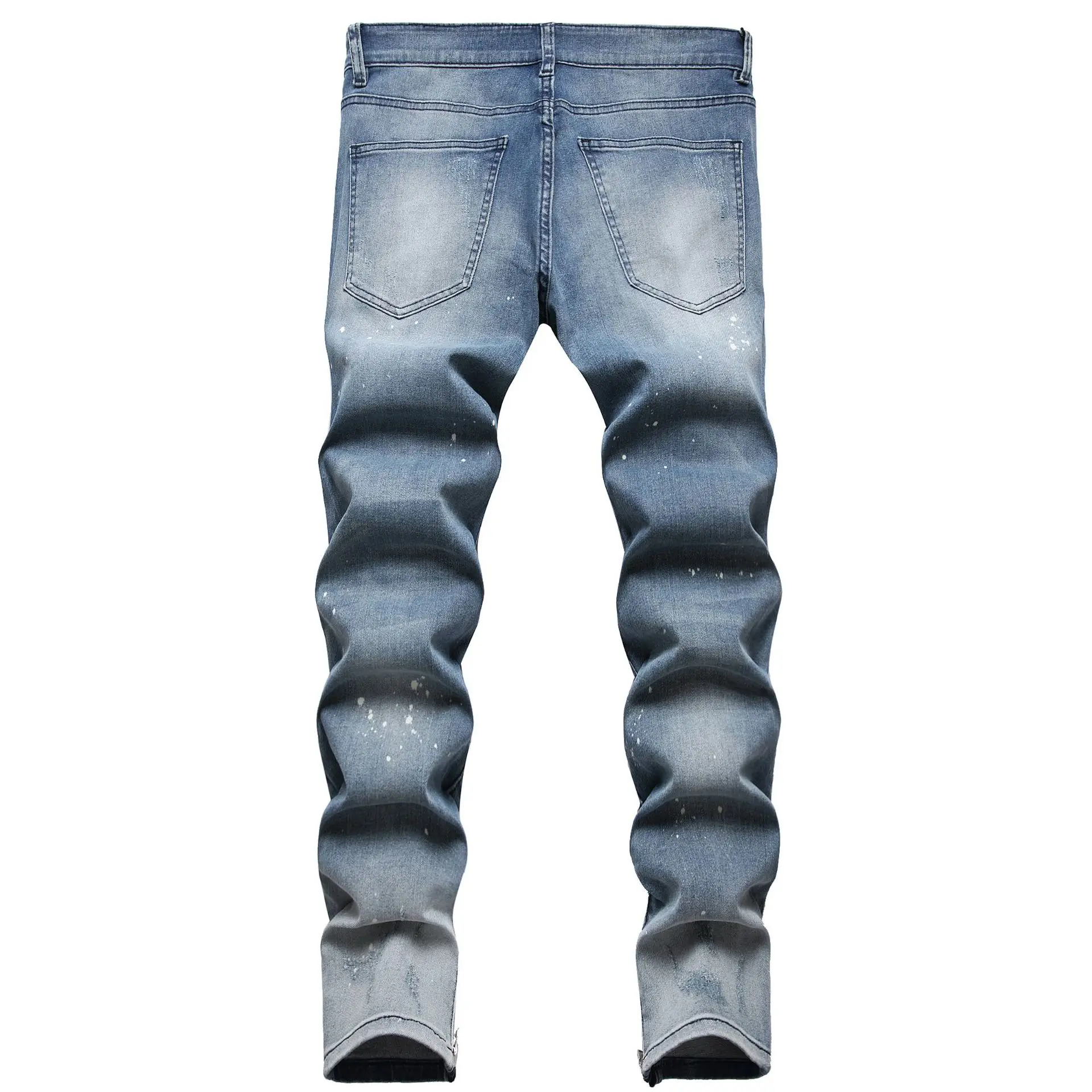 Дизайн с брызгами чернил, мужские джинсы для Хай-стрит, модные повседневные рваные джинсовые брюки с дырками, уличная одежда в стиле хип-хоп, тонкие брюки . ' - ' . 1