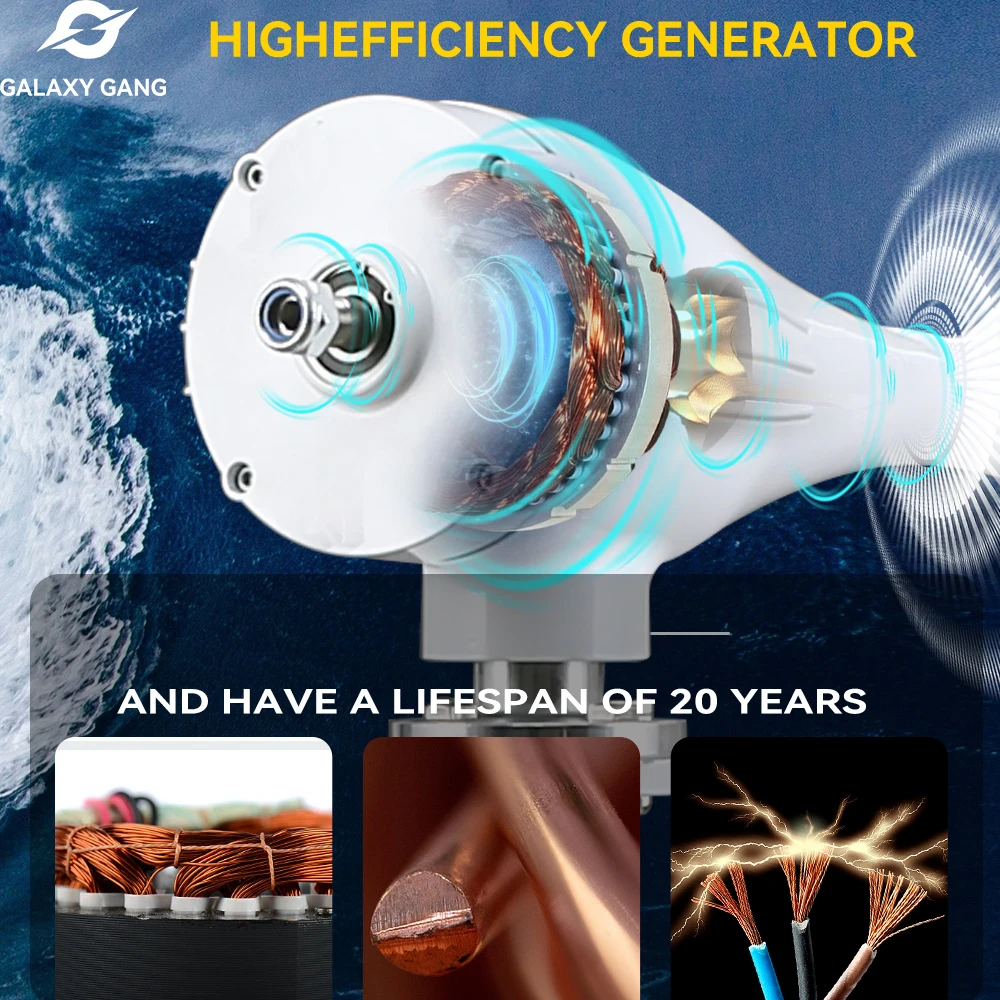 Ветряные мельницы Galaxy Gang 6 BladesWind Turbine Generator Китайский Завод 2000 Вт 12 В 24 В 48 В С контроллером заряда Mppt . ' - ' . 1
