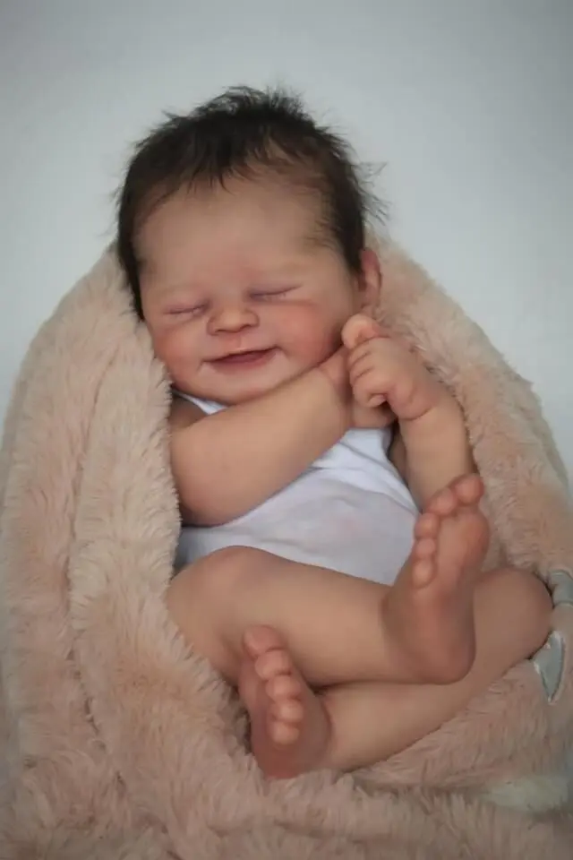 49 СМ Новорожденная кукла Реборн Алиша Смайл, Спящий ребенок, реалистичная мягкая на ощупь 3D кожа, укорененные вручную волосы, игрушки для детей . ' - ' . 2