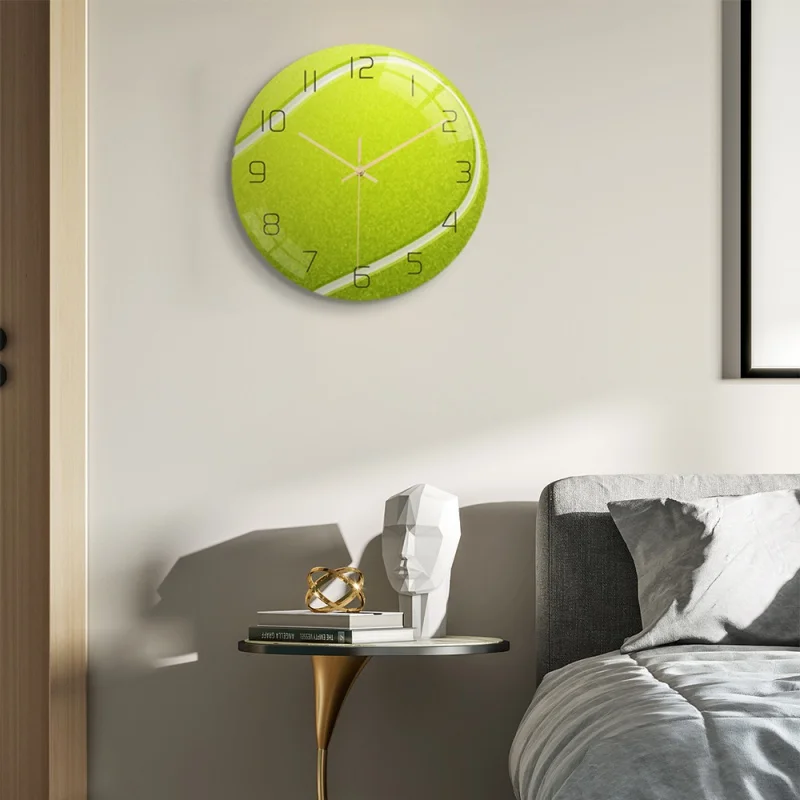 Настенные часы Cc121 для тенниса, настенные часы с спортивным мячом, Акриловый материал, бесшумный механизм, часы для украшения спальни и гостиной . ' - ' . 2