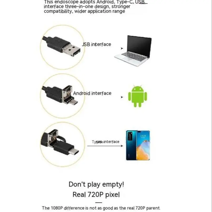 Три в одном эндоскоп для мобильного телефона TYPE-C USB Android 3,9 мм HDwaterproof, эндоскоп для мобильного телефона с прямым подключением F38 . ' - ' . 5
