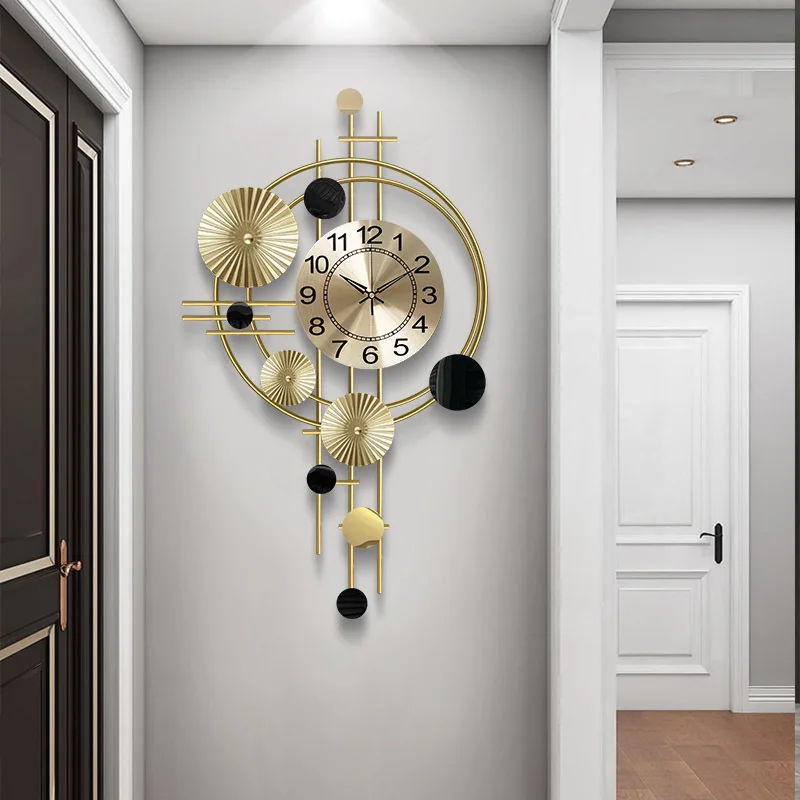 гостиная, ретро-скандинавская роскошь, современный минималистичный декор для дома, немое искусство, настенные часы из кованого железа различной формы . ' - ' . 3